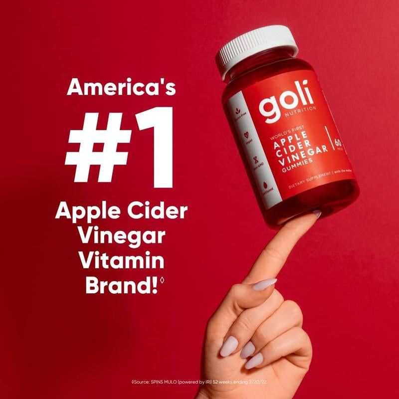 Goli Apple Cider Vinegar Gummy Vitamins - Vitamin B12, Gelatin-Free, Gluten-Free, Vegan & Non-Gmo